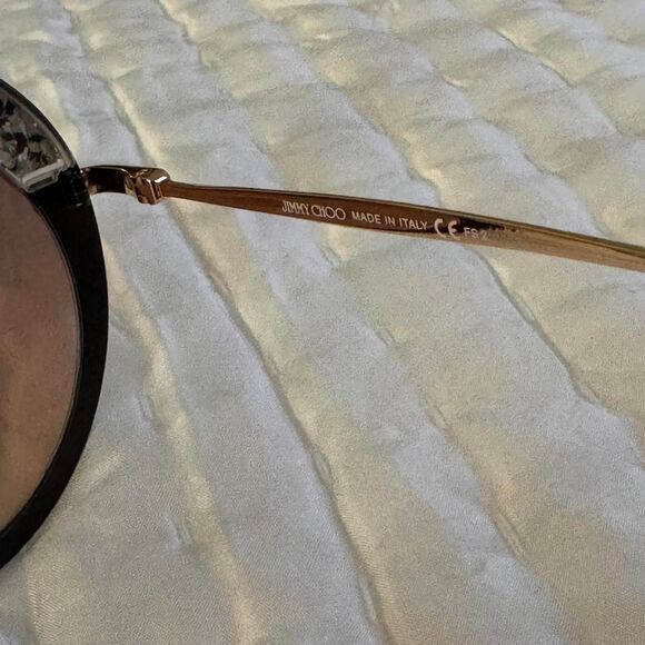 NWOT Jimmy Choo Gotha Round Reflective Glitter Sunglasses in Black, Silver, Blue main image 7